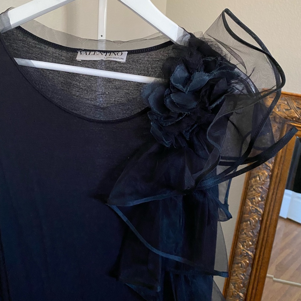 Valentino Black Tulle T-shirt Couture